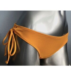 PINK Victorias Secret New Marigold Mini Cheekster Ribbed Lace Up Bikini Bottom